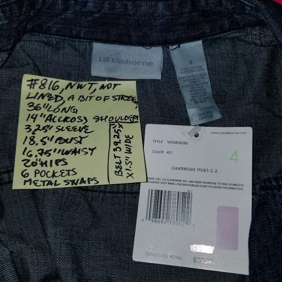 SYMMER DRESS NWT Stylish, Upscale Liz Claiborne Blue Denim - Picture 11 of 16